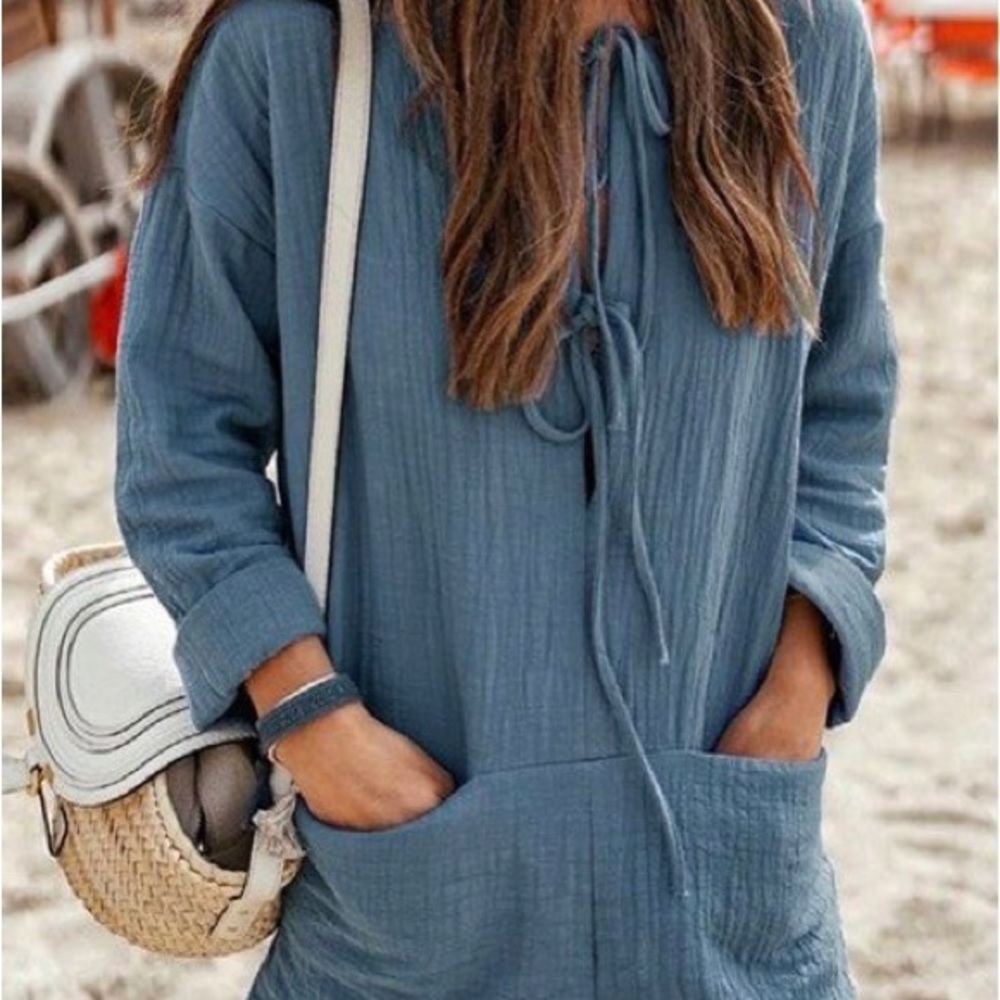 Zara Long Sleeve Short Textured Crepe Romper